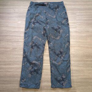 686 Cruiser Pants Wide Fit Men's Medium Blue Black Camouflage Ripstop Belted